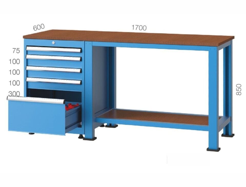 GLS Garaj 2176 CNC Dolabı ve Çalışma Masası 5 Çekmeceli