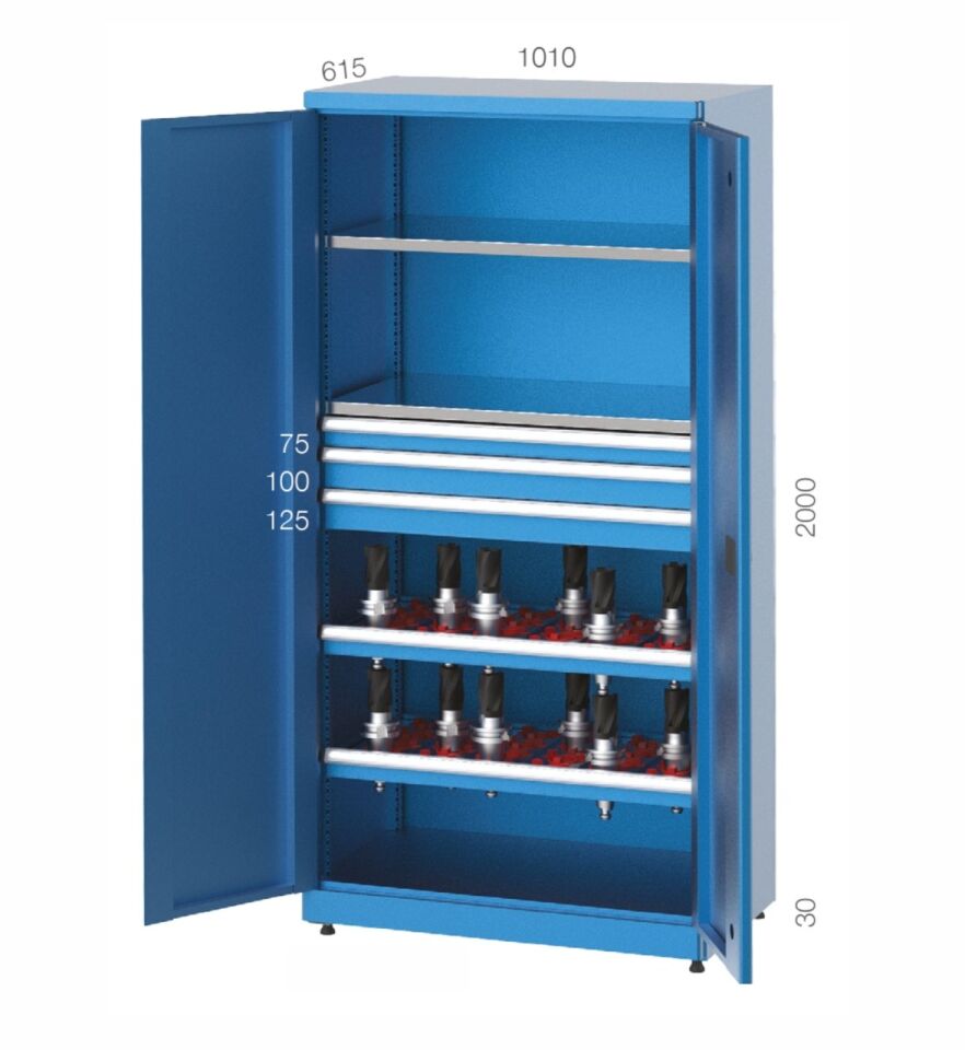 GLS Garaj 2170 CNC Takım Dolabı 2 CNC Raflı 3 Çekmeceli