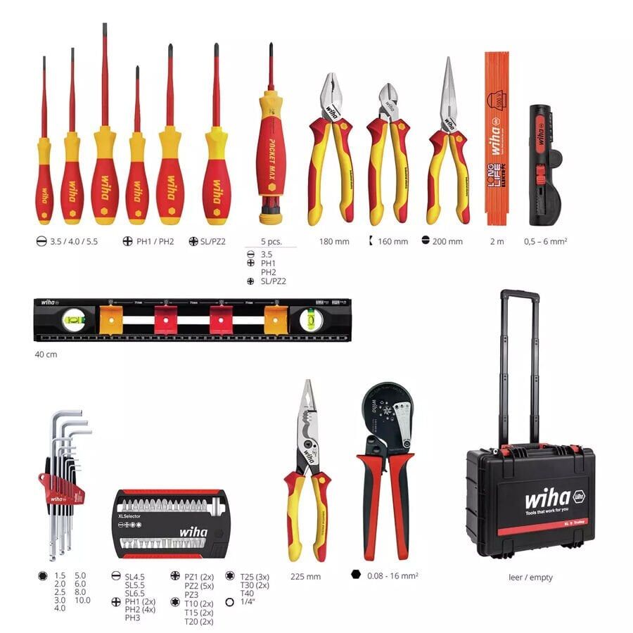 Wiha XL2 45795 Elektrikçi Takım Çantası Tekerlekli 60 Parça