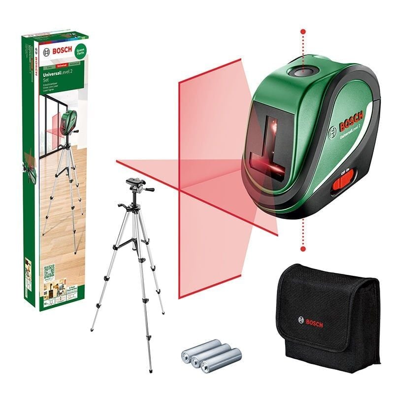 Bosch Universal Level 2 Çapraz Çizgili Hizalama Lazeri Set 10 Mt