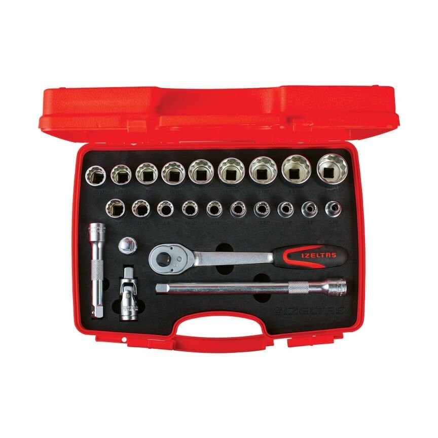İzeltaş 1413 00 6024 On İki Köşe Lokma Anahtar Takımı 1/2'' 24 Parça SAE
