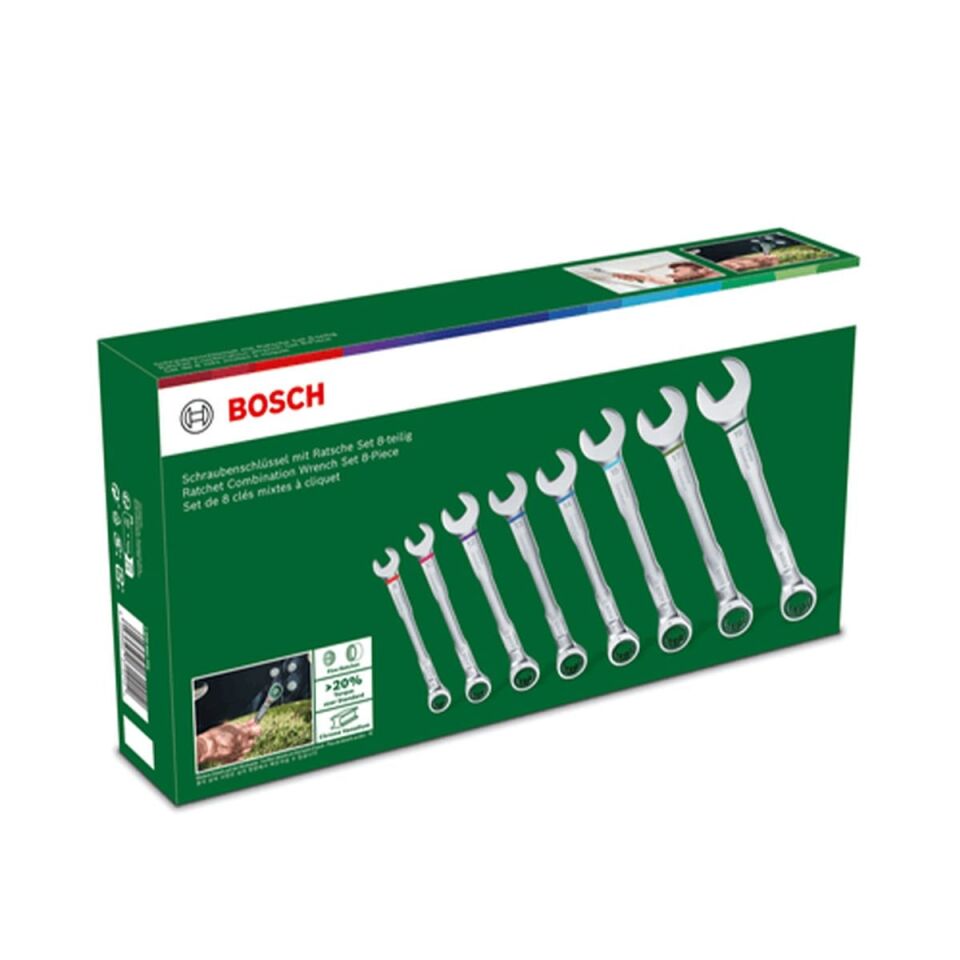 Bosch 1600A027PS Cırcırlı Kombine Anahtar Seti 8 Parça