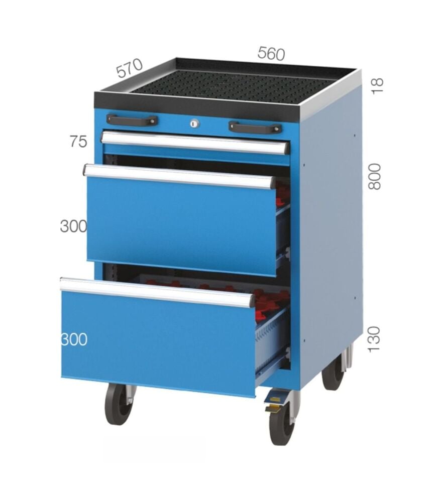 GLS Garaj 2630 CNC Takım Arabası 3 Çekmeceli