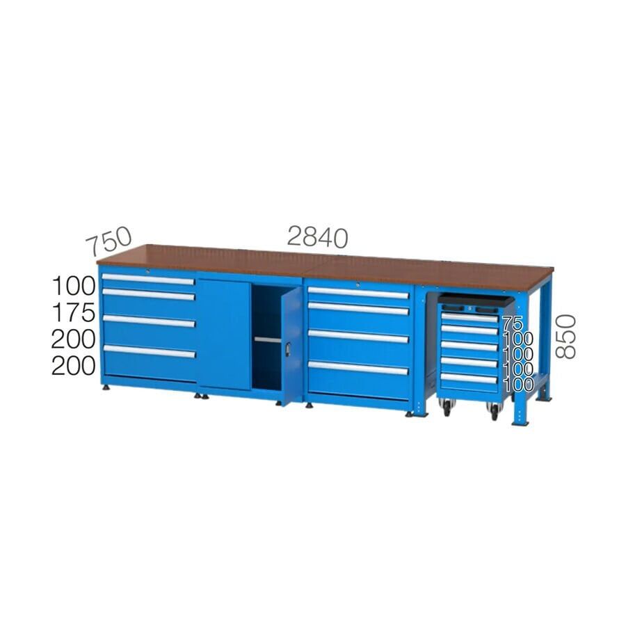 GLS Garaj 3421 Çalışma Tezgahı Çekmeceli ve Takım Arabalı