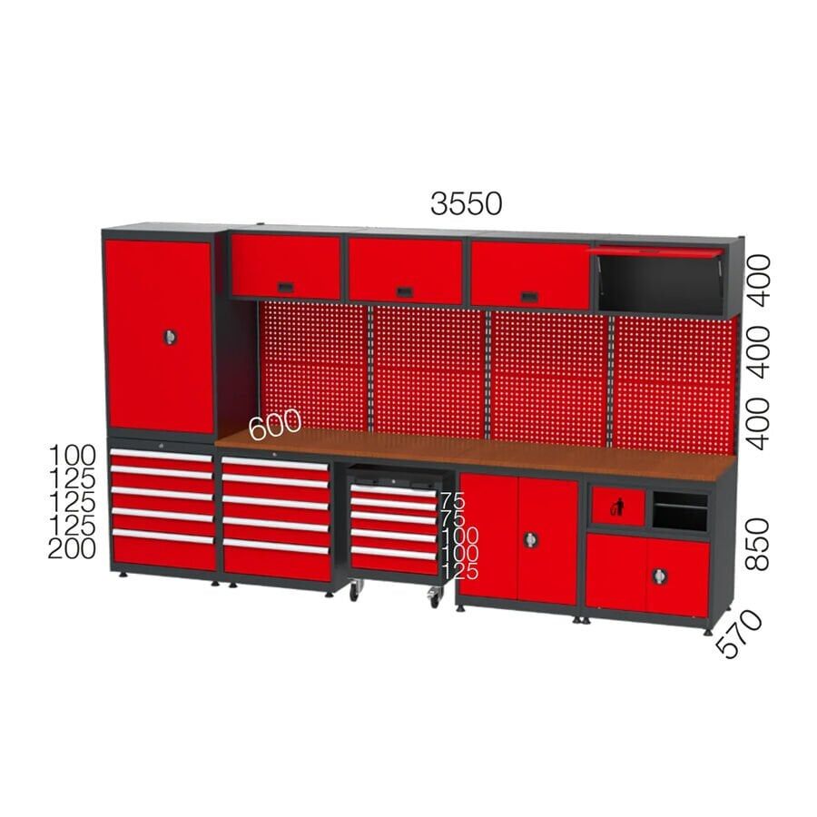 GLS Garaj 8960 Çalışma Tezgahı Malzeme Dolaplı Takım Arabalı