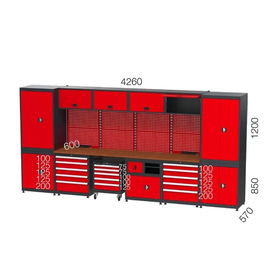 GLS Garaj 8965 Çalışma Tezgahı Malzeme Dolaplı Takım Arabalı