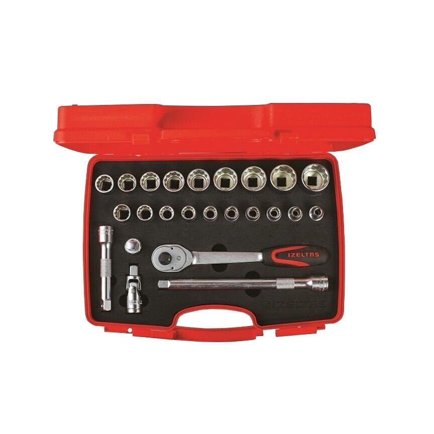 İzeltaş 1114006024 On İki Köşe  Lokma Anahtar Takımı 1/2'' 24 Parça