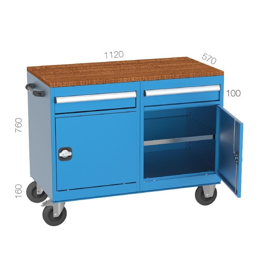 GLS Garaj 8052 Çalışma Arabası 2 Dolaplı 2 Çekmeceli Tekerlekli